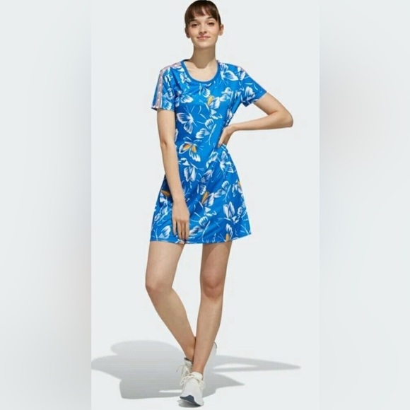 Adidas x Womens Farm Rio Print Butterfly Dress Blue/White EI4825 Size Small - Picture 1 of 6
